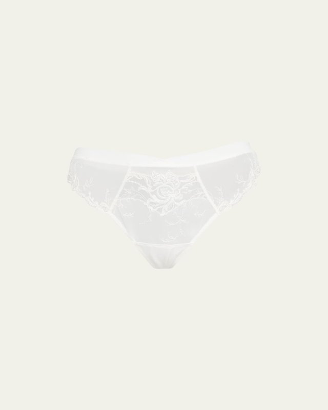 Floral-Embroidered Mesh Thon